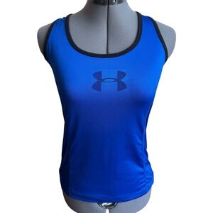 Under Armour Blue Logo Athletic Tank Performance Workout Gym Top Sporty Fitness